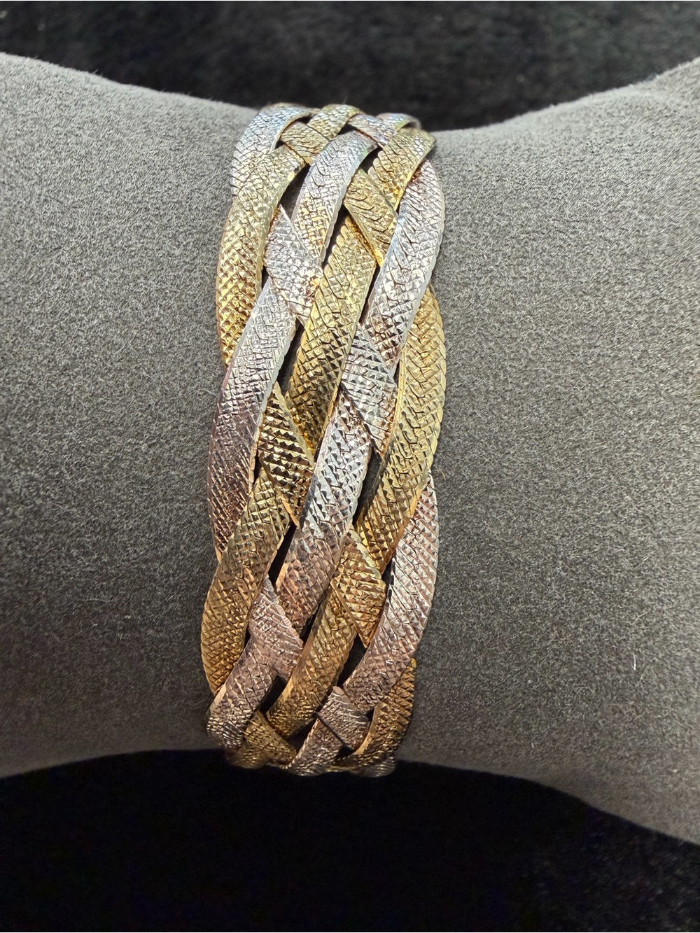 Two-Tone Sterling Silver Multi Row Mesh Bracelet